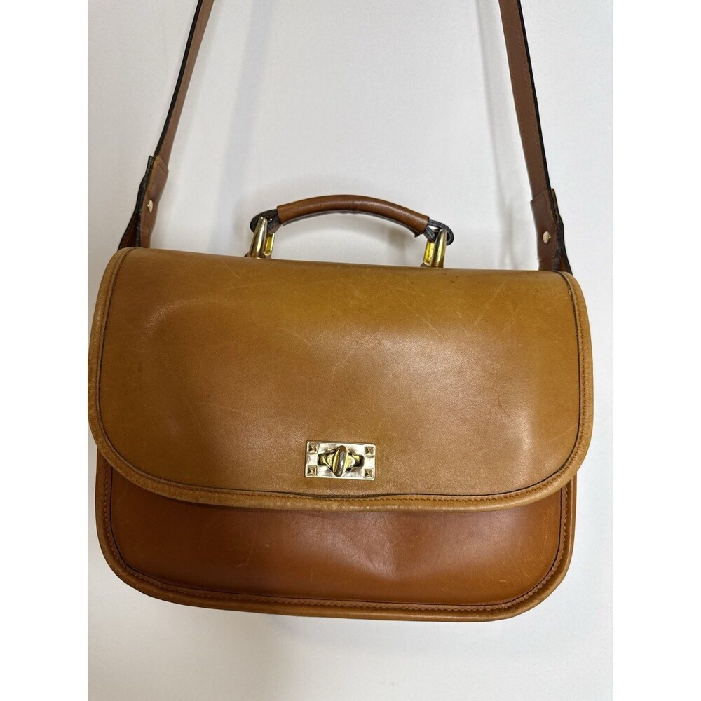 ONA Brown Leather Satchel Shoulder Bag Crossbody Vintage Style Gold Hardware